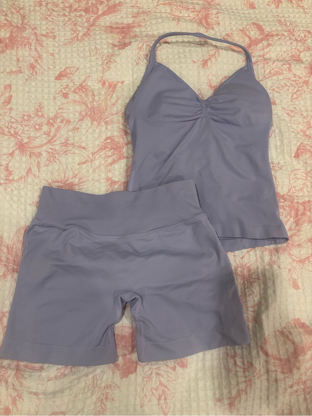 Athletic SET - Seamless Lilac Camisole & Bike Shorts
